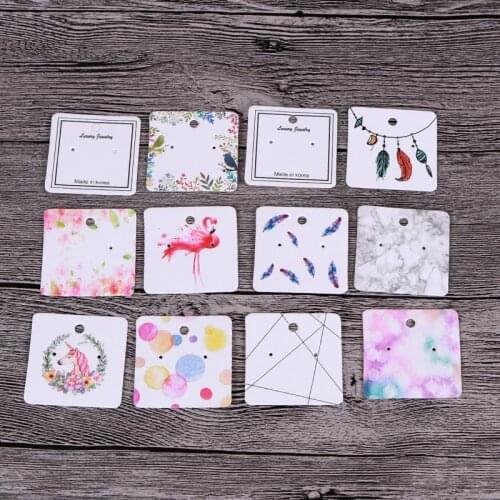 100PCS Blank Paper Necklace Jewelry Display Cards 5cm Square Ear Studs Jewelry Making Hanging Label Diy Accessories Wholesale