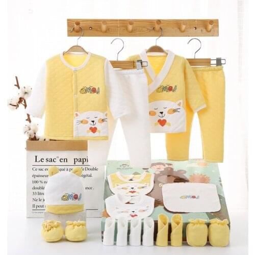 Fashion 18Piece/lots Long Sleeves Baby Tops Toddler Boy Clothes Winter Kids Hats Bibs Socks Newborn Coat Clothing Sets