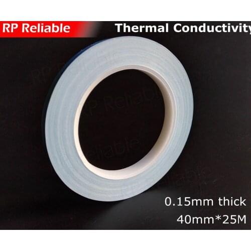 1x 40mm*25M*0.15mm Thermally Conductive Tape 2 Sides Sticky for High Power Cooling Device, Transistor, PCB, LED with Heat Sink