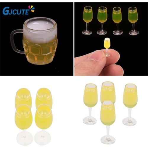 2/4Pcs Mini 1/12 Dollhouse Beer Cup Simulation Furniture Wine Glass Goblet for Doll House Decoration Accessories
