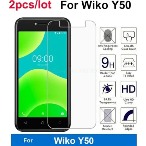 2 Pcs Tempered Glass For WIKO Y50 Glass Screen Protector 2.5D 9H Premium Tempered Glass For WIKO Y50 Y 50 Protective Phone Film