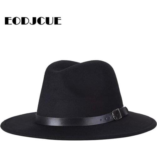 2019 Women Men Wool Fedora Hat Gentleman Elegant Lady Winter Autumn Wide Brim Jazz Church Panama Sombrero Cap