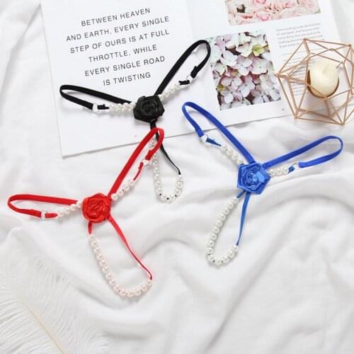 2020 New Style SM Lace pearl T-shaped Underpants Sexy toys For Women Sexy Porno Girl Thongs G-spot Crotchless Briefs Transparent