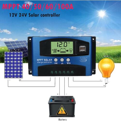 30-100A MPPT Solar Panel Regulator Charge Controller 12V/24V Auto Focus Tracking