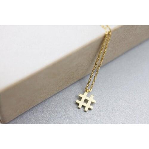 10 Hashtag letter Initial Sign pendant chain Necklace Trendy alphabet Symbol # Necklace for Women Ladie lucky gift jewelry