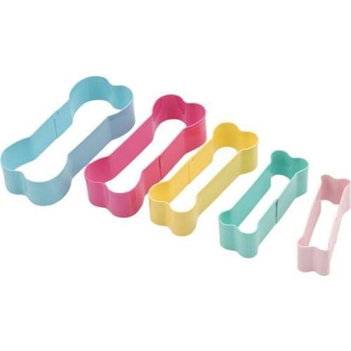 5PCs/Set Cookie Cutter 3D Dog Bone Form Cookie Stamp Set Stainless Steel Cake Decorating Tools Kithen Baking Biscuit Tools