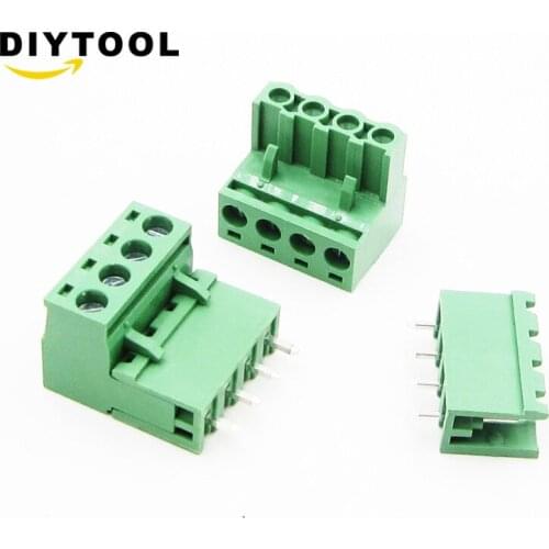 5pcs /lots 5.08MM Pitch PCB Pluggable Terminal Block Connector 4Pins Curved needle KF2EDGK Pin Copper Universal