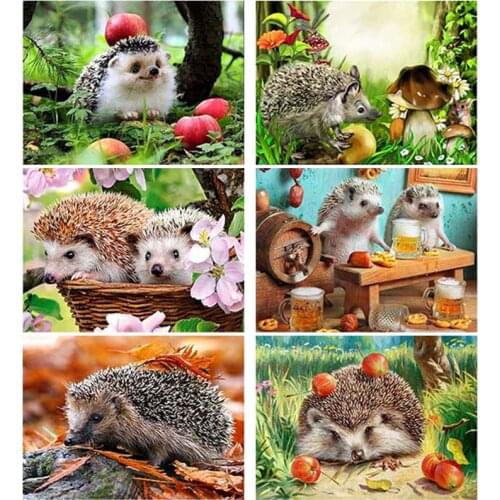 DIY Hedgehog 5D Diamond Painting Full Round & Square Rhinestone Mosaic Diamante Embroidery Cross Stitch Wall Art Home Best Gift