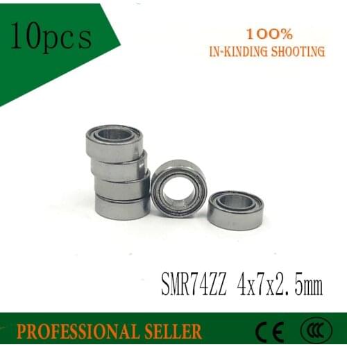 Free Shipping 10 PCS SMR74ZZ 4*7*2.5mm Bearings SMR74 ZZ 4x7x2.5 mm Stainless Steel Ball Bearings DDL-740ZZ