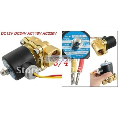 Free Shipping High Quality 5PCS 3/4'' Normally Closed Water Solenoid Valve Brass 2W-200-20 DC12V