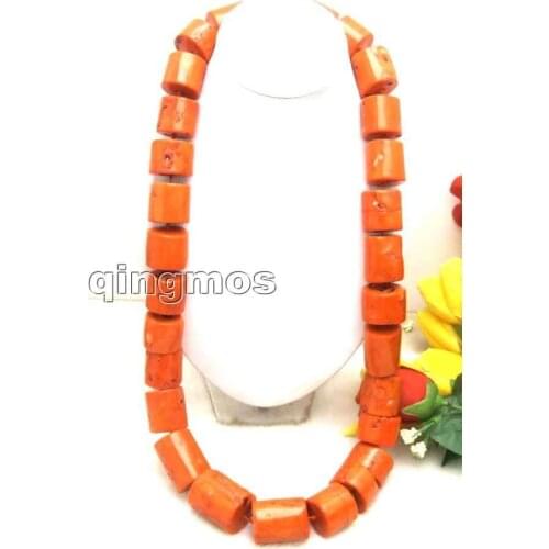 Big 15-25mm GENUINE NATURAL Graduate Thick Slice Pink Coral Long 35" Necklace-nec5595 Wholesale/retail Free ship