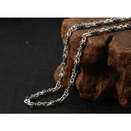Real Solid 925 Sterling Silver thai Necklace Vajra LINK Chain men women jewelry A4675