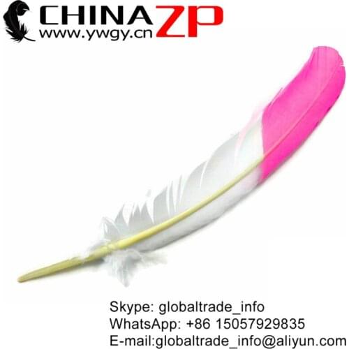 CHINAZP Factory 50pcs/lot 30~35cm(12~14inch) Length Good Quality Dyed Fuchsia Half Dipped Turkey Rounds Imitation Eagle Feathers