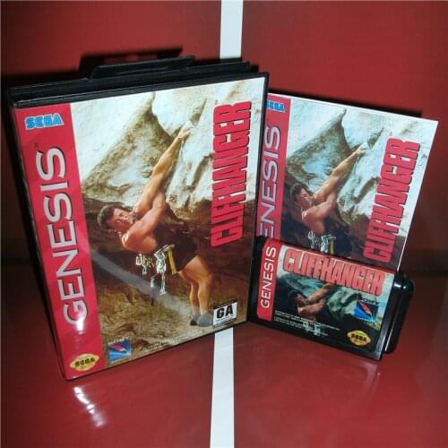 Cliffhanger US Cover with Box and Manual For Sega Megadrive Genesis Video Game Console 16 bit MD card