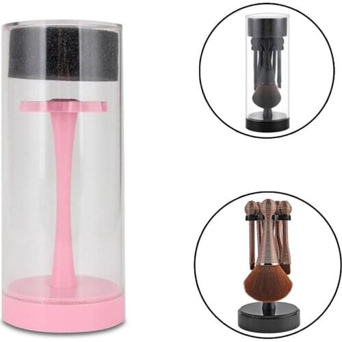 Makeup Brushes Holder Cosmetic Tools Rack Organizer Stand with Clear Cylinder