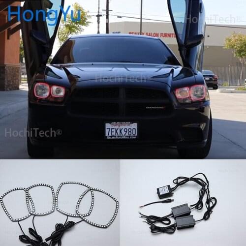 For Dodge Charger SXT Plus 2011 2012 2013 2014 Car RGB Multi-Color LED Angel Eyes Halo Ring Light Kit Wireless Remote Control