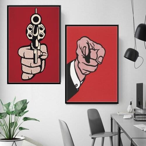 Home Decor HD Prints Nordic Finger Gun Style Wall Art Canvas Painting Watercolor Poster Modular Bedroom