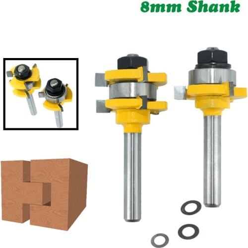 50 Sets 8mm Shank Joint Assemble Router Bits Tongue & Groove T-Slot Wood Milling Cutter for Woodwork Cutting Tools Wholesale K1
