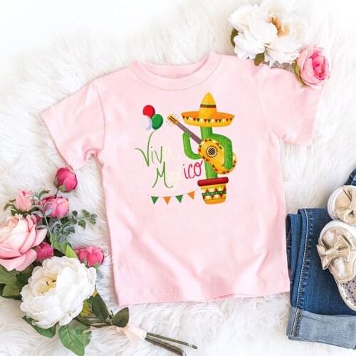 Cinco De Mayo Cactus Viva Mexico Print Baby Kids Clothes T Shirt Harajuku Kawaii Gift For Girls T-Shirt Summer Tops Tshirt