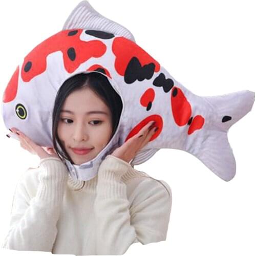 Koi hooded hat fish plush toy hat stuffed toy cap