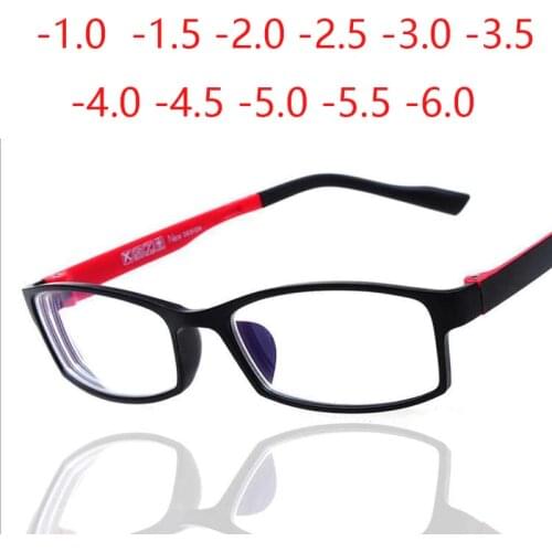 Finished Myopia Glasses Nearsighted Mirror Red And Black Fashion Plastic Frame Prescription -1 -1.5 -2 -2.5 -3 -3.5 -4 To -6.0