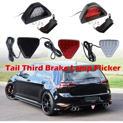 Tail Third Brake Lamp Flicker Stop Signal Light F1 Style Triangle Sporty Rear Bumper Pilot Light For JDM BBA Car Accessories