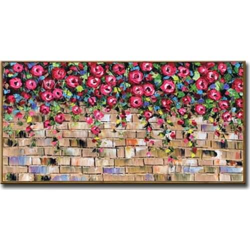Red Flowers All Over The Wall Oil Painting 100% Handpainted High Quality Wall Art Home Decor Picture Modern On Canvas Unframe