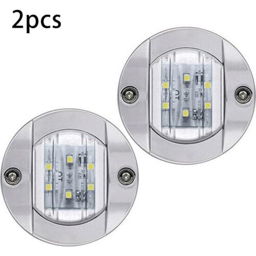2pcs Round Marine Boat LED Stern Lights White Cabin Deck Courtesy Lamp WAccessories Decorative Lights IP67 Waterproof
