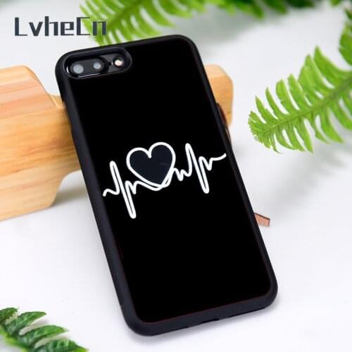 LvheCn Silicone Rubber Phone Case Cover for iPhone 6 6S 7 8 Plus X XS XR 11 12 Mini Pro Max Heartbeat