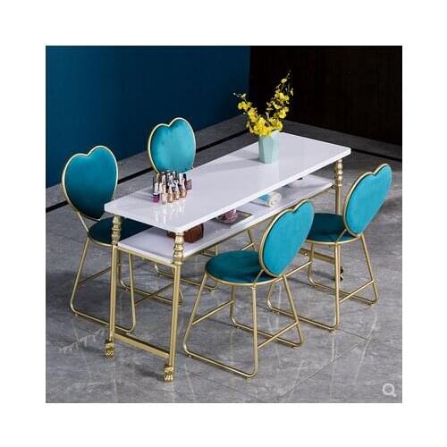 Manicure table and chair combination ins Nordic gold simple single double three person manicure table set iron art