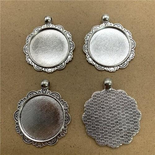 2Pcs 25mm Alloy Cabochon Settings Glass Cabochon Metal Cameo Base Setting For Jewelry Making Pendant Bracelet Accessory YXT038