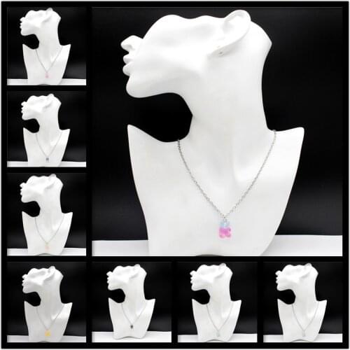 2020 NEW Cute Candy Color Cartoon Bear Necklace DIY Handmade Colorful Resin Bear Fresh Necklace Jewelry pendant