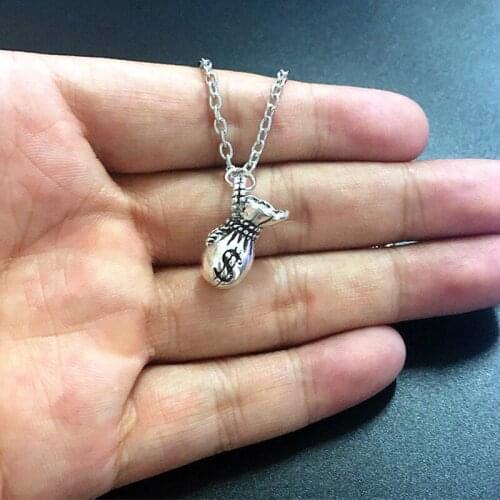 Stainless Steel Luck Money Bag Necklace for Women Men Silver color Chains With Pendant Necklace Charms Holiday Jewelry gifts