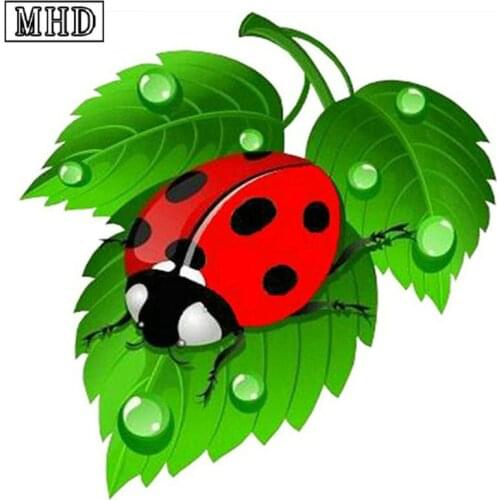 Full square / round diamond painting ladybug leaf diy 5d diamond mosaic animal craft 3d diamond embroidery decoration