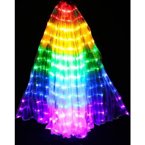 Multicolor Led Isis Wings with Holding Sticks Belly Dance Stage Performance Club Light Up Costume Props 360 Open