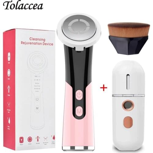 RF EMS Beauty Instrument LED Photon Facial Skin Care Tool Facial Massage Lifting Tighten Anti-wrinkle+Nano Facial Steamer