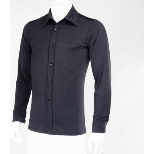 Modern dance Latin dance Lapel long sleeve shirt MS11005 Latin men practice