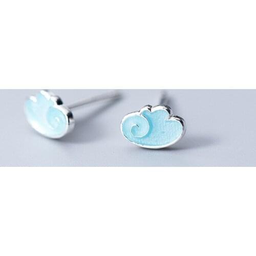 925 Sterling Silver Tiny 8mmX5mm Clouds Stud Earrings for Women Girls Gift Fashion Cut Wedding Jewelry Bijoux Pendientes eh1112