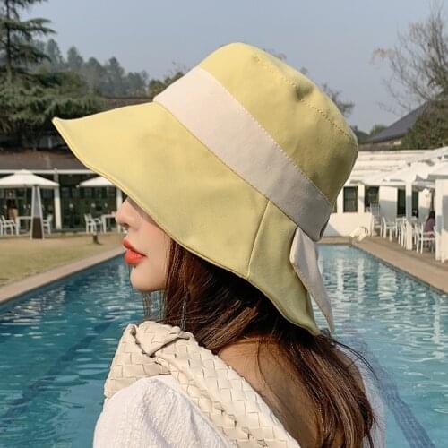 Summer Hats For Women Big Wide Brim Bownet Beach Hat Large Ladies Sun Hat Foldable Sun Uv Protection Panama Hat Female Floppy