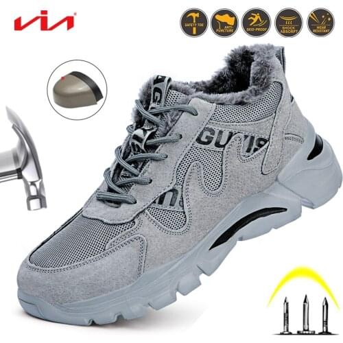 Four Seasons Work Boots Safety Steel Toe Shoes Men Work Sneakers Puncture Proof Boots Men Industrial Shoes Security Boots