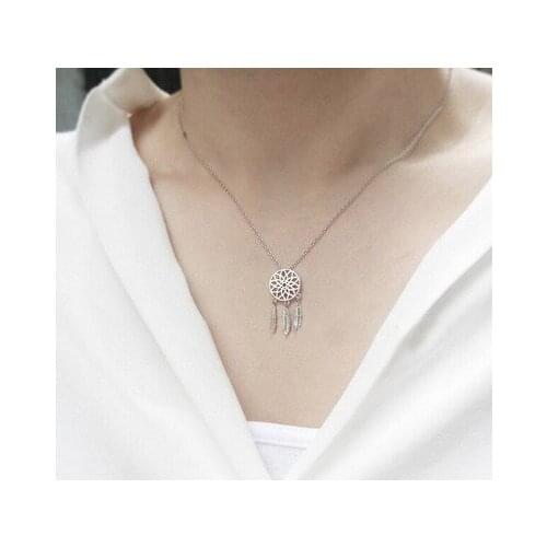 Silver Color long tassel feather necklaces & pendants for women long statement necklace