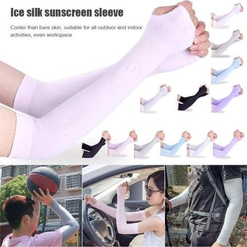 2 Pairs Sun UV Protection Arm Cooling Sleeve Warmers Cuffs with Thumb Holes for Outdoor Cycling WXV Sale
