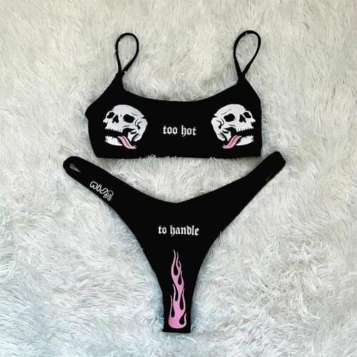 2021 Bathing Clothes Girl Summer Swimsuit Swimwear Funny Skull Print Whimsy Sexy Girl Polyester Suit Bath Women Female