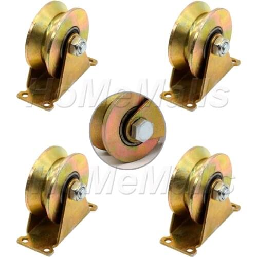 4pcs Sliding Gate Roller Steel V Type Wheel For Industrial Machines V-Groove Track Sliding Gate Wire Rope Rail 1.2/2/2.5/3 Inch