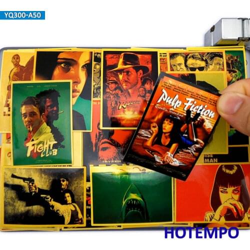 50pcs Classic Movie Retro Yellowing Poster Art Style Stickers Toy for DIY Mobile Phone Laptop Luggage Pad Fashion Decal Stickers
