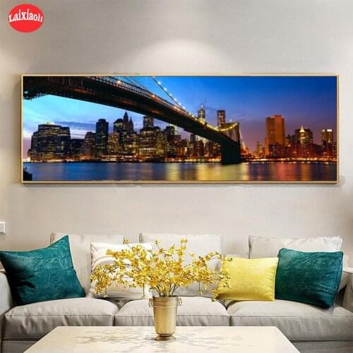 Diamond embroidery Hot selling home art city night view, bridge diamond painting cross stitch 5d full square round drill 5d