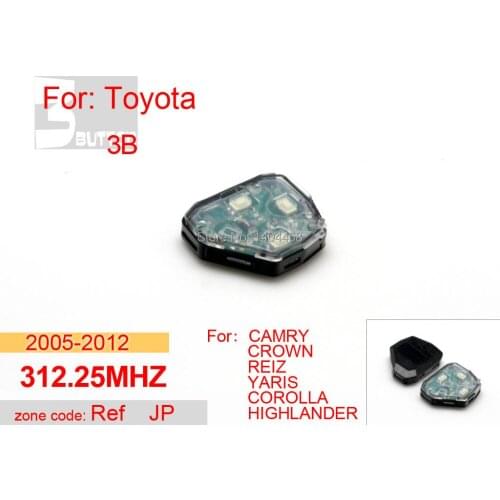 Auto 2005-2012 T-o-y-o-t-a ref 3 button 312.25MHZ,car alarms for t-o-y-o-t-a crown corolla yaris highlander,free shipping