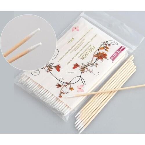 100pcs Wood Cotton Swab Cosmetics Permanent Makeup Health Medical Ear Jewelry Clean Sticks Buds Tip 10cm cotonete