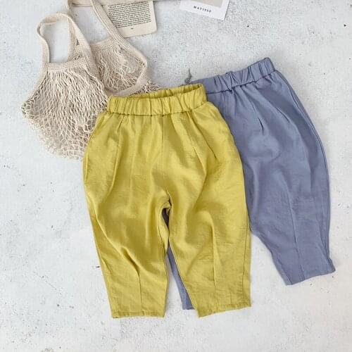 2019 Summer Kids Shorts Korean Fashion Elastic Waist Calf-length Pants for Girls Boy Shorts Casual Unisex Solid Toddler Pants