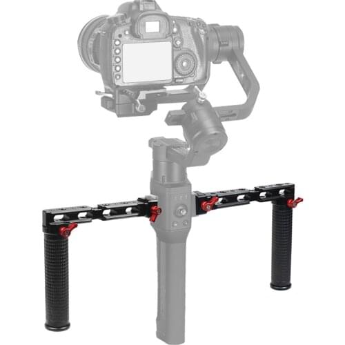 FEICHAO Dual Handle Grip with Arri/Cold Shoe/1/4,3/8 Hole for DJI Ronin RS2/RSC2 Handheld Gimbal Monitor Mount Extension Bracket
